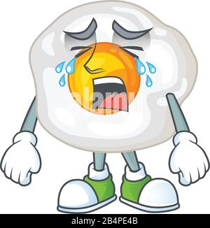 A Crying face of fried egg cartoon character design Stock Vector