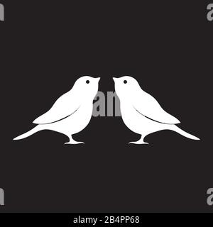 Logo silhouette of a bird is white on a black isolated background. Vector image Stock Vector