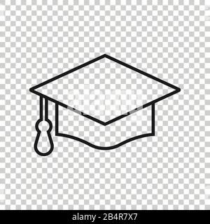 Graduation hat icon in flat style. Student cap vector illustration on white isolated background. University business concept. Stock Vector