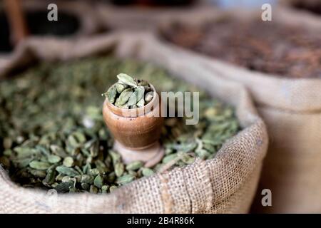 Spices for sale on bazaar Uzbekistan, Central Asia Stock Photo