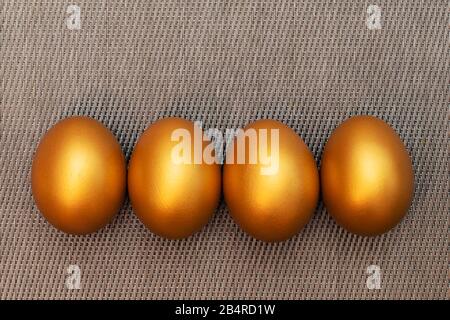 Golden Easter egg, happy Easter sunday hunt holiday decorations Stock Photo