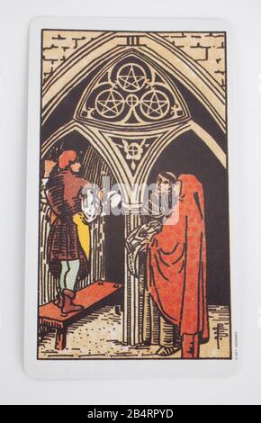 The Three of Pentacles Tarot Card Stock Photo