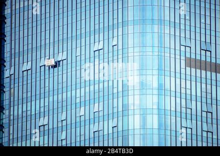 Modern glass skyscraper in Guangzhou Central Business District ( CBD),Guangdong,China.. Stock Photo