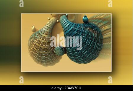 Image gallery with 3D fractal render elements ready for art printing  and house and office decoration Stock Photo