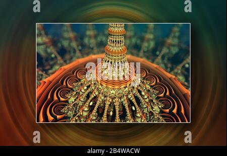 Image gallery with 3D fractal render elements ready for art printing  and house and office decoration Stock Photo