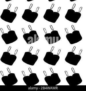 Seamless pattern from top, shirt. Summer clothes and accessories. Black silhouette on white background. Cartoon doodle sketch can be used in cards, posters, flyers, banners, logo, clothes design, fashion, textile prints etc. Vector illustration EPS10 Stock Vector