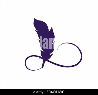 Silhouette of a vintage blue pen writer. Happy Writer Day. Beautiful stylish feather Stock Vector