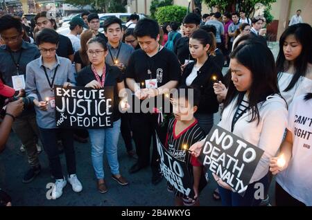 Students having a protest against death penalty in the Philippines Stock Photo