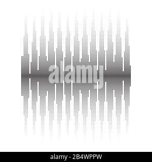 Halftone Sound Wave Pattern. Screen of Equalizer. Musical Vibration Graph. Radio Wave Amplitude. Stock Vector