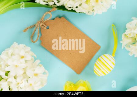 Easter scene with colored eggs Stock Photo