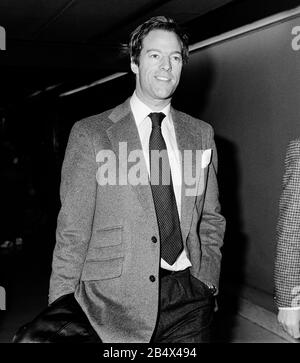 Sir Mark Thatcher arriving at London's Heathrow in January 1984 Stock Photo