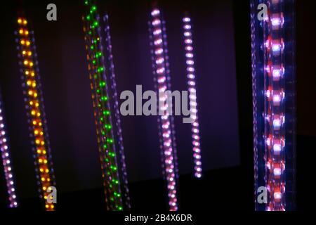 abstract neon lights on the dark background Stock Photo