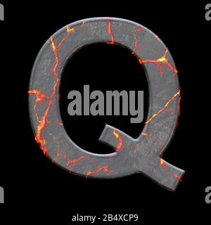 3D render of alphabet letter with volcano cracks embellishment Stock Photo