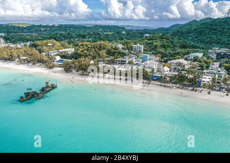 Aerial view of Boracay beach in Philippines Stock Photo