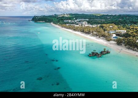 Aerial view of Boracay beach in Philippines Stock Photo