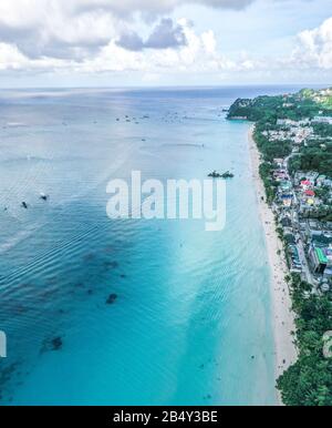 Aerial view of Boracay beach in Philippines Stock Photo