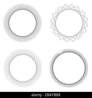 Set of 4 round decorative border frames. Design elements for logos, web, illustrations. Vector illustration Stock Vector