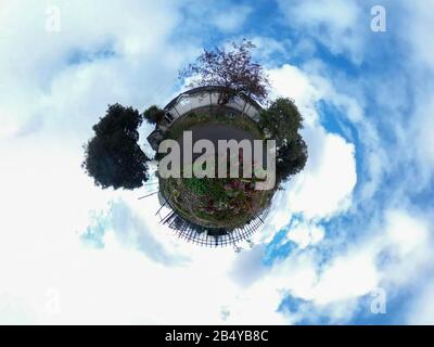 Tiny planet of a park Stock Photo