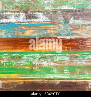 Old vintage wooden background with multi colors. Abstract grunge old color wood texture background. Stock Photo
