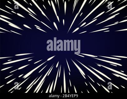 Star Warp or Hyperspace with free space in the center, light of moving stars concept. Stock Vector
