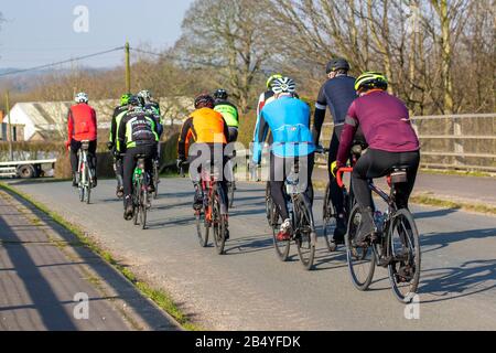 Rural cyclists in Chorley, UK Stock Photo