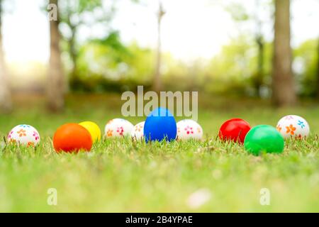 Easter egg, happy Easter Sunday hunt holiday decorations Stock Photo
