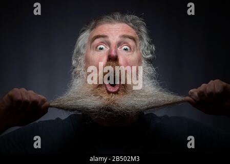 Anthony Springall during Yorkshire Beard Day 2020 at the Grand Hotel in Scarborough, North Yorkshire. Stock Photo