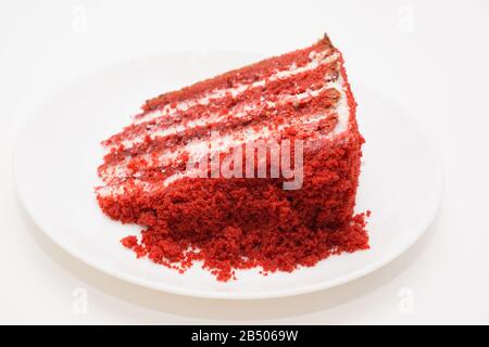 bright red cake called red velvet isolated on a white background Stock Photo