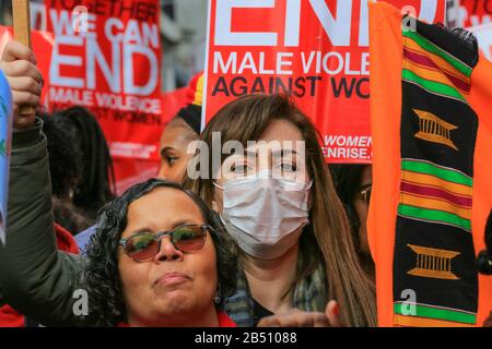 London, UK. 7th Mar, 2020. Thousands of women from all walks of life once again unite to march from Oxford Street to Trafalgar Square to highlight and end male violence against women and girls in the UK and globally. The march is organised by The Million Women Rise Coalition with support from many local ethnic communities. Credit: Imageplotter/Alamy Live News Stock Photo