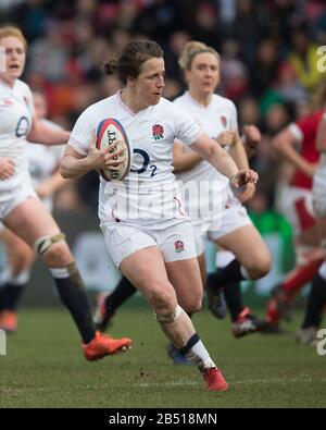 London, UK. 07th Mar, 2020. Katy Daley-Mclean (England, 10). Fourth matchday of the Women's Six Nations 2020 rugby tournament; England - Wales on 7 March 2020 in London. Credit: Juergen Kessler/Kessler-Sportfotografie/Juergen Kessler/dpa/Alamy Live News Stock Photo