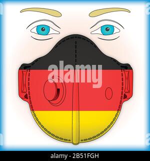 Antiviral mask for anti virus protection with Germany flag, vector illustration Stock Vector