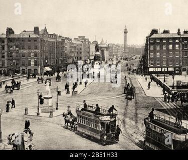 Sackville Street, Dublin, Ireland Europe. Old photograph late 19th century from Portfolio of Photographs by John L Stoddard 1899 Stock Photo