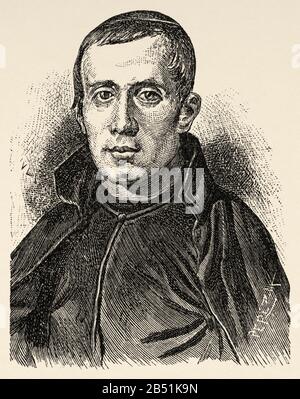 Portrait of Jaime Balmes and Urpiá (Vich 1810 - 1848). Spanish philosopher, theologian, apologist, sociologist and political therapist. Doctrine of Sa Stock Photo