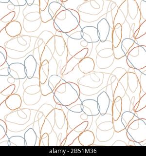 Abstract beaded lines in circles texture. Vector background seamless pattern design. Stock Vector