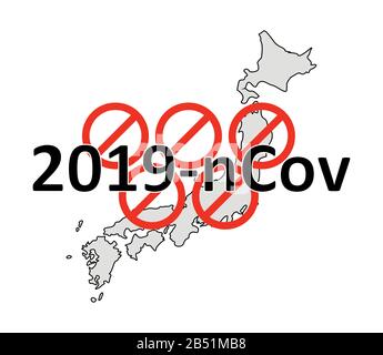 The ban of the Olympics. Cancellation of the 2020 Olympics in Japan due to coronavirus 2019-nCov, covid-19. Olympic circles made of red prohibition si Stock Vector