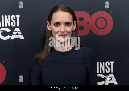 NEW YORK, NY - MARCH 04: Winona Ryder attend HBO's 'The Plot Against America' premiere at Florence Gould Hall on March 04, 2020 in New York City. Stock Photo