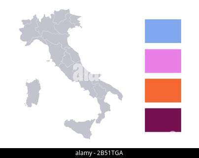 Infographics of Italy map, individual states blank Stock Photo