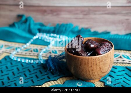 top view of date fruits drops in a bowl  Stock Photo