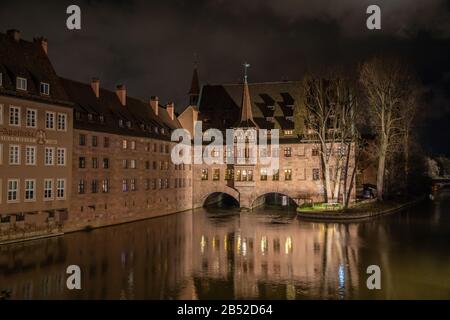 Museumsbrücke or museum bridge in centre of Nuermberg, Germany Stock Photo