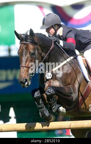 The North American, Spruce Meadows, June 2001, Akita Drilling Cup, Lauren Hough (USA) riding Cinoa Stock Photo