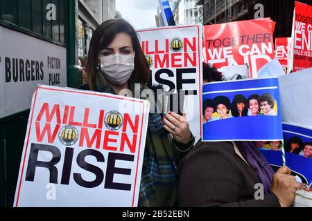 London, UK. 07th Mar, 2020. Hundreds of protectors joint Million Women Rise 2020 assembly at Duke Street, on 7 March 020, London, UK Credit: Picture Capital/Alamy Live News Stock Photo