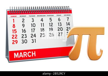 Pi Day concept, 3D rendering isolated on white background Stock Photo