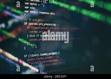 HTML5 in editor for website development. Website HTML Code on the ...