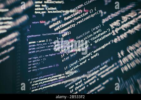 HTML5 in editor for website development. Website HTML Code on the ...