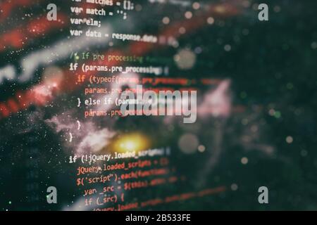 HTML5 in editor for website development. Website HTML Code on the ...