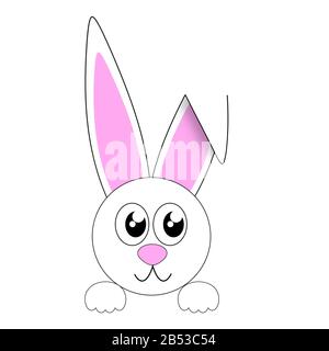 Download A cartoon rabbit or Easter bunny peeking over a sign and ...