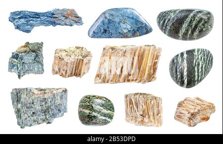 set of various natural mineral stones - Asbestos (chrysotile Stock ...