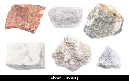 set of various Marble rocks isolated on white background Stock Photo