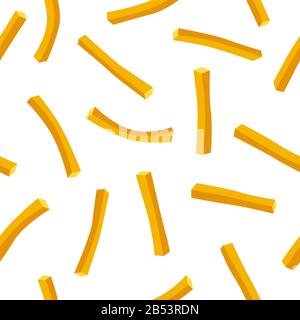 French fries fast food seamless pattern on white background. Vector flat illustration Stock Vector