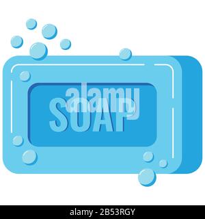 Soap with foam and bubbles isolated on white background. Stock Vector